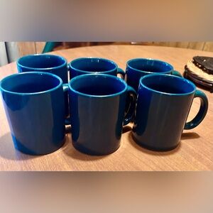 Set of 6 Pine Green Ceramic Coffee Mugs